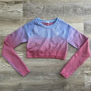 Gymshark Blue and Pink Short Sleeve Tee